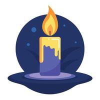 Burning candle in the dark. Watercolor illustration. technology. vector
