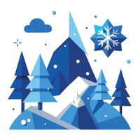 Winter landscape with snowflake and trees vector