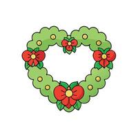 Collection of four christmas wreaths in shape of a heart isolated on a white background. vector
