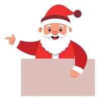 Santa Claus stands behind an empty form and points at finger. vector