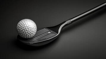 A detailed view of a golf ball resting on a tee against a dark backdrop photo
