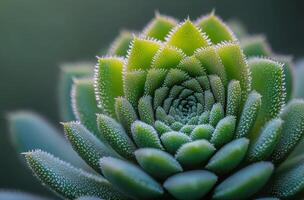 Detailed view of a succulent plant with droplets on its leaves in natural light photo