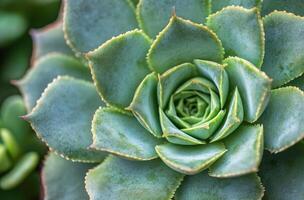 Detailed view of a succulent plant with droplets on its leaves in natural light photo