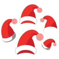 Collection of red santa hats isolated on white background vector