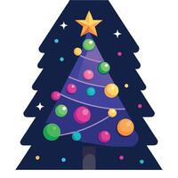 Christmas tree with colorful balls and star vector