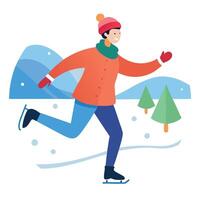 Close up of skating on ice in an ice ring during a christmas carnival. having fun on ice vector