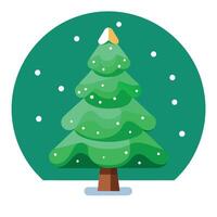 Simple cartoon new year trees on christmas snowing green background vector
