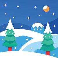 A winter scene with trees and snow vector