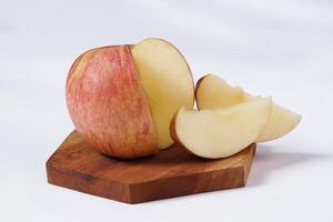 Red apple isolated on white background, fresh red apple with slices, clipping path photo