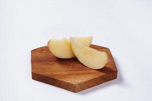 Red apple isolated on white background, fresh red apple with slices, clipping path photo