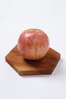 Red apple isolated on white background, fresh red apple with slices, clipping path photo