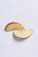 Red apple isolated on white background, fresh red apple with slices, clipping path photo