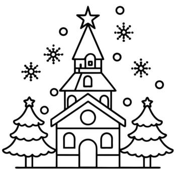 espumoso Iglesia Navidad árbol decoraciones . generativo artificial inteligencia vector
