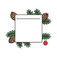 Christmas card with fir branches and cones. card mockup. copy space vector
