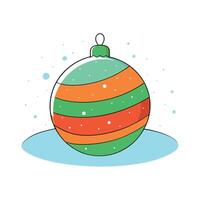 Christmas tree ball on a snow blanket with light bokeh background. vector
