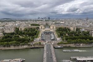 Assembly of the temporary structures of the Trocadero arena for the Paris 2024 Olympic Games, where the triathlon, road cycling and athletics marathon and 20km race walk will take place, photo