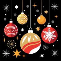 Elegant Christmas background with shiny decorations. black background with New Year decoration vector