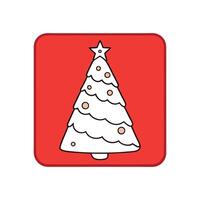 Cute small abstract white christmas tree on red background with copy space vector