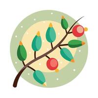 Christmas tree branch with lights bokeh background. vintage toned. vector
