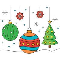 Christmas background with ornaments snowflakes and Christmas tree balls vector