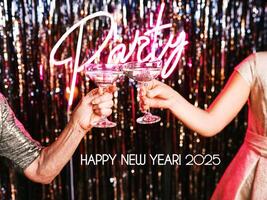 two hands of mature women drinking sparkling wine at the party. Holidays, life event, celebration photo