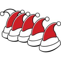 Collection of red santa hats isolated on white background vector
