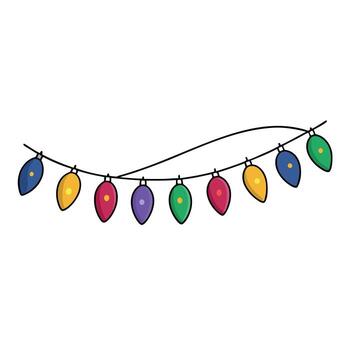 Dark background with colorful christmas light of garland and bokeh vector