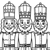 Close up of a group of christmas nutcrackers. Toy Soldiers army. Christmas copyspace background vector