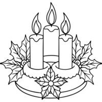 Close-up of advent wreath with two burning candles for second advent in preperation for christmas vector