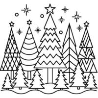 Holiday themed abstract forest full of christmas trees. vector