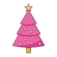 A cartoon christmas tree with a star on top vector