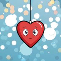 Heart shaped object hanging. with blurry lights in the background. Valentine's day. vector
