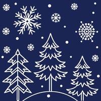 Christmas trees and snowflakes on a blue background vector