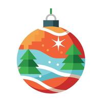 Globe christmas ornament hanging from a tree branch created with technology vector