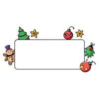 White horizontal blank frame with christmas toys background vector