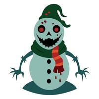 Illustration of Strange. Odd. Creepy. Zombie Snowman for Christmas or Halloween. vector