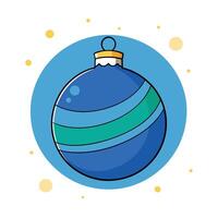 Christmas tree decoration with blue bauble on bokeh background with copy space. vector
