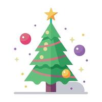 Abstract christmas tree with ornaments and lights. stars in the background vector