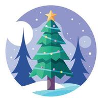 Abstract Fantasy Christmas tree in the forest. fantasy scenery vector