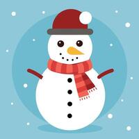 Snowman with hat and scarf. christmas concept. bokeh background. vector