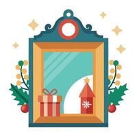 Stylish Frame Mock up. Christmas Interior Design Background. vector