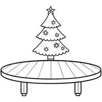 Wooden table top for product display mockup with festive christmas tree background vector