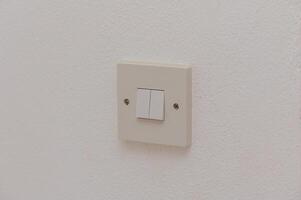A Simple Light Switch on a White Wall Providing Illumination in a Minimalist Room Setting During Daytime Hours photo
