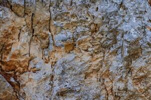 Natural rock texture showcasing weathered geological features in a rugged outdoor setting during daylight hours photo