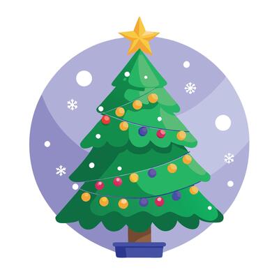Christmas tree with lights and decoration. defocused background.