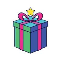 3d render Christmas neon background with gift box image vector