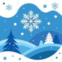 Abstract christmas background with snowflakes and snowfall on a cold blue winter background vector