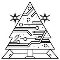 A christmas tree with a circuit board on it vector