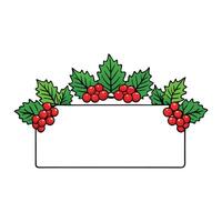 Christmas card with red viburnum fir branches on white background with empty space to insert. vector