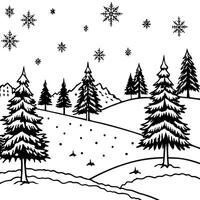 Christmas card background vintage nostalgic a snowy landscape with trees and a snow covered field vector